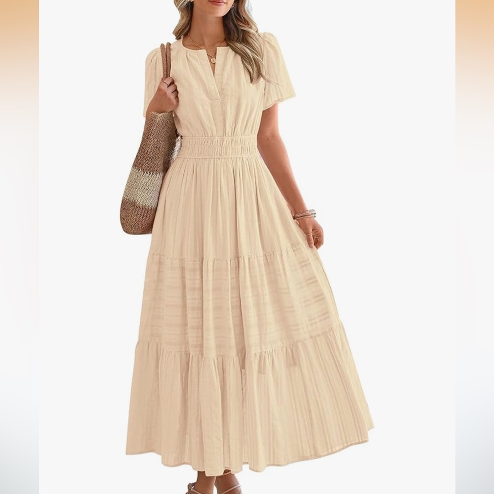 NWT Elegant Boho Maxi Dress in Apricot XL